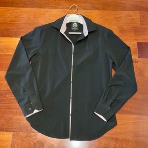 English Laundry Black Dress Shirt with Purple Accents